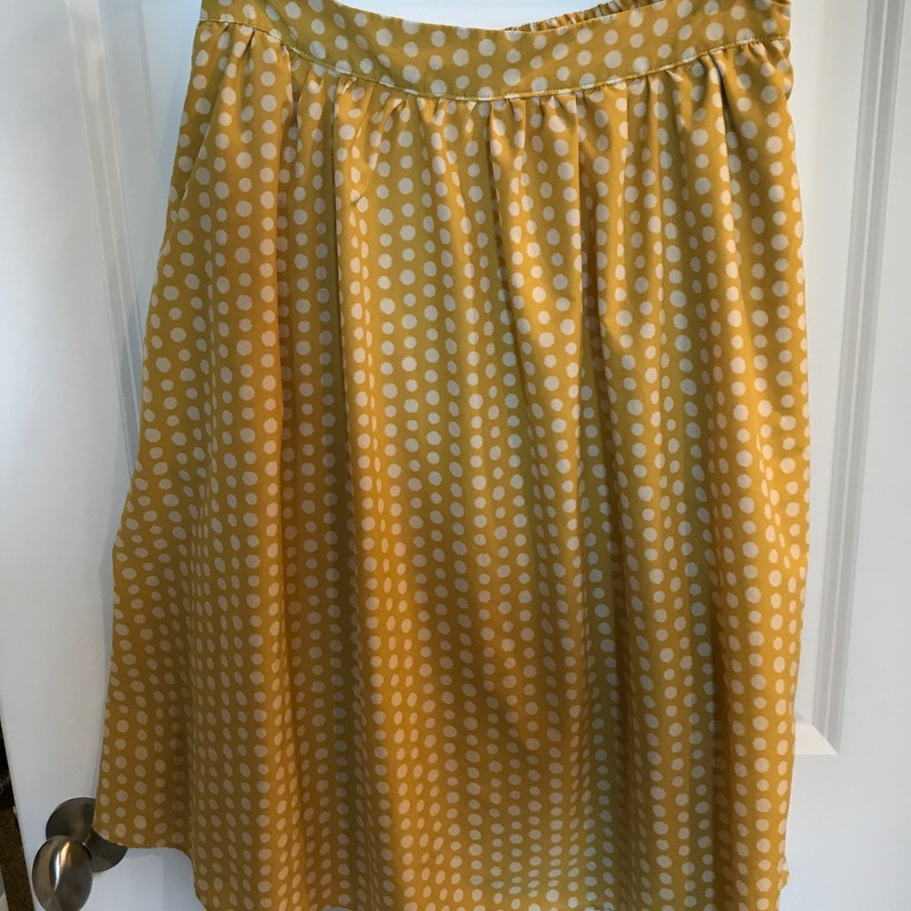 Mustard yellow polka dot skirt